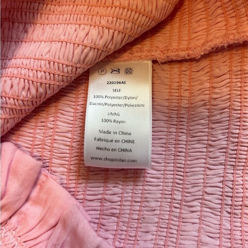 dolan Smocked Puff Sleeve Cropped Pink Blouse Shirt Small - Picture 7 of 7